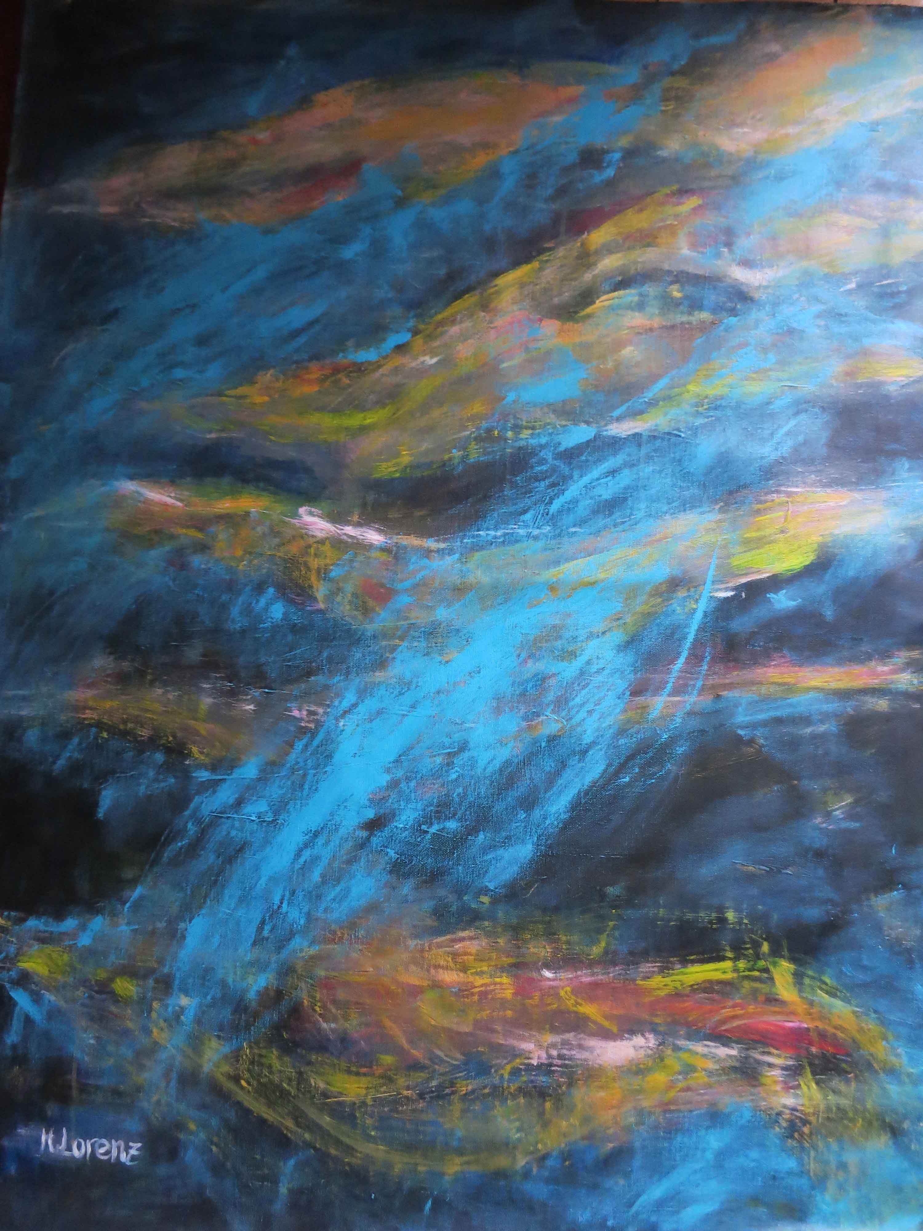 l'oiseau turquois, Acrylique sur toile, 2015, 80X100